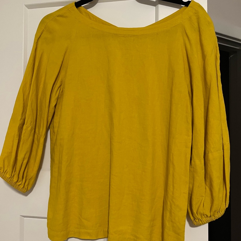 Loft XS Linen Blend Blouse Yellow